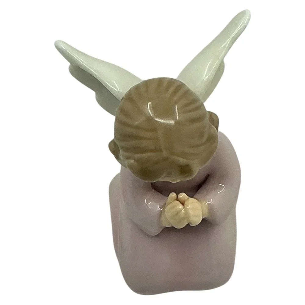 Cosmos Porcelain Praying‎ Angel Figurine Pink Dress 3.25 inch Collectible